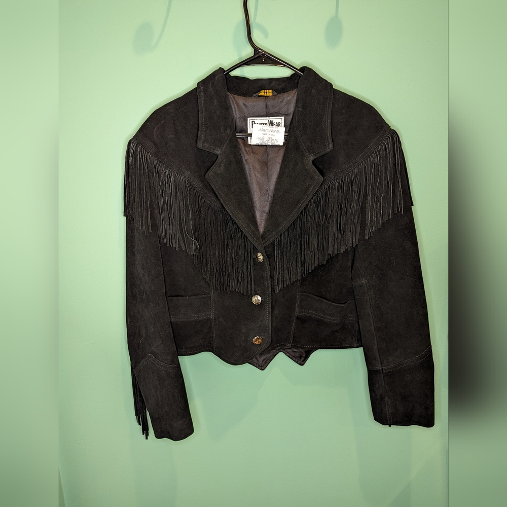 Vintage Genuine Leather Suede Fringe Jacket